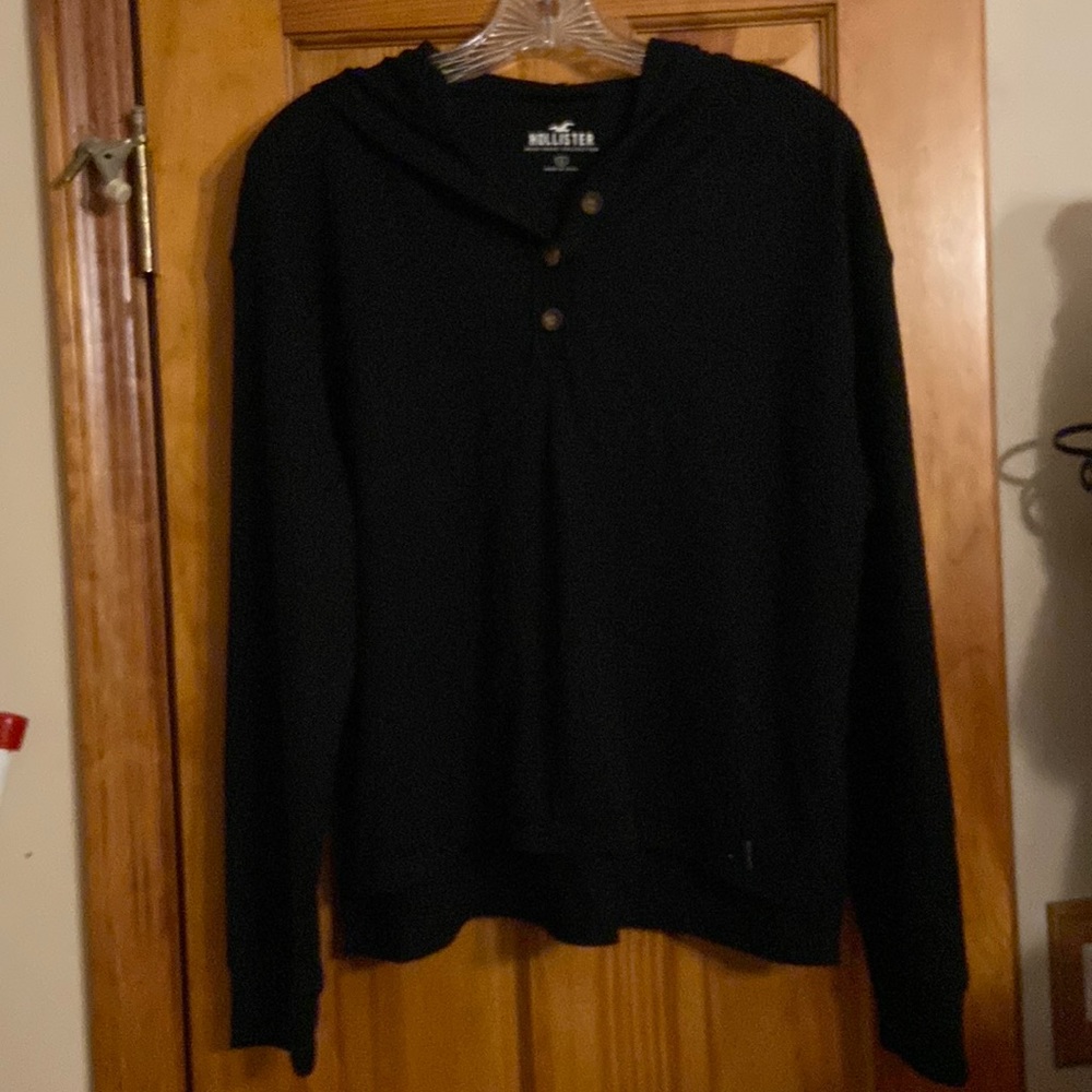 Womens black waffle knit long sleeve T size S